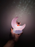 چراغ خواب هلالی طرح استیچ مدل Moonlit Night Light | نور خواب فانتزی صورتی و آبی