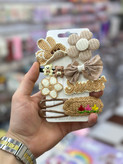 ست ۵ عددی گیره سر دخترانه فانتزی مدل خرس و گل کرمی