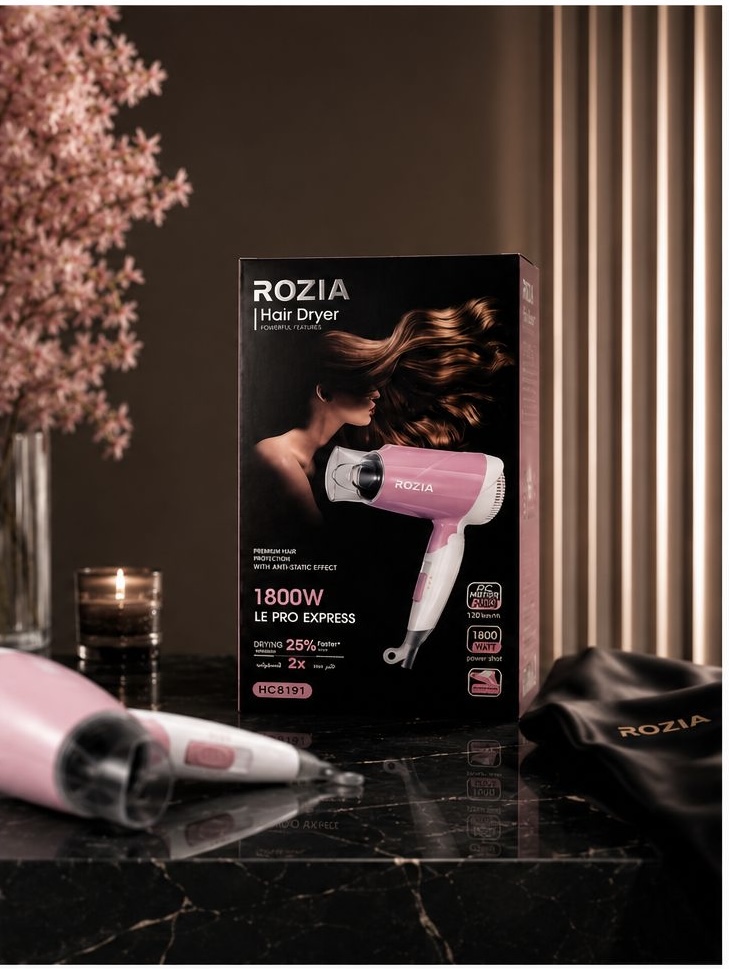 سشوار مسافرتی تاشو روزیا 1800 وات مدل ROZIA HC8191