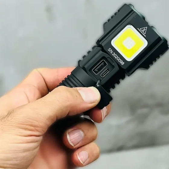 چراغ قوه شارژی مدل YM-F302X | نور قدرتمند LED با بدنه آلومینیومی