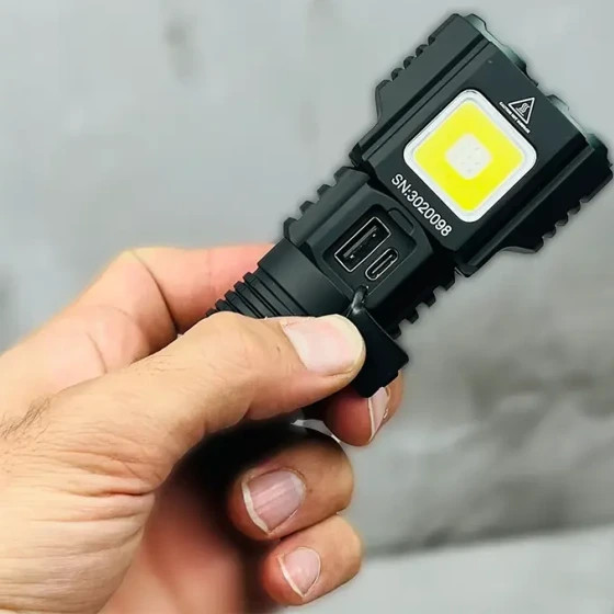 چراغ قوه شارژی مدل YM-F302X | نور قدرتمند LED با بدنه آلومینیومی