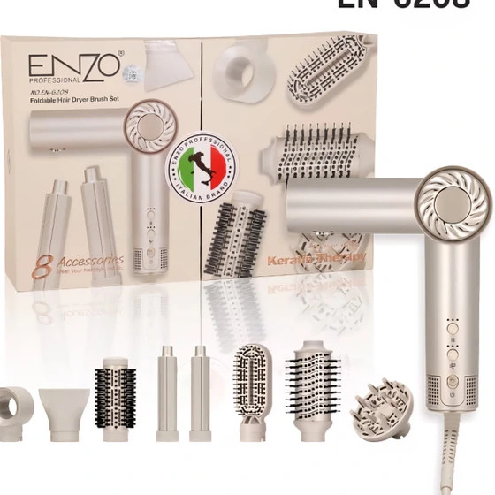 سشوار طرح دایسون انزو مدل ENZO EN-6208 هشت کاره با 8 سری | سشوار و حالتدهنده مو