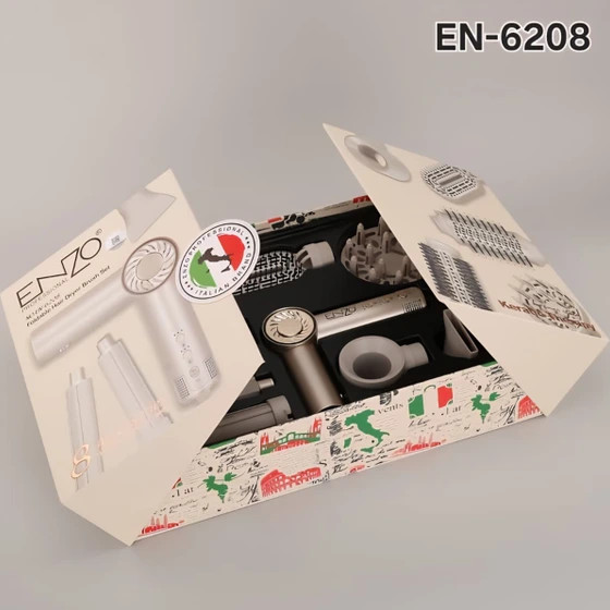 سشوار طرح دایسون انزو مدل ENZO EN-6208 هشت کاره با 8 سری | سشوار و حالتدهنده مو
