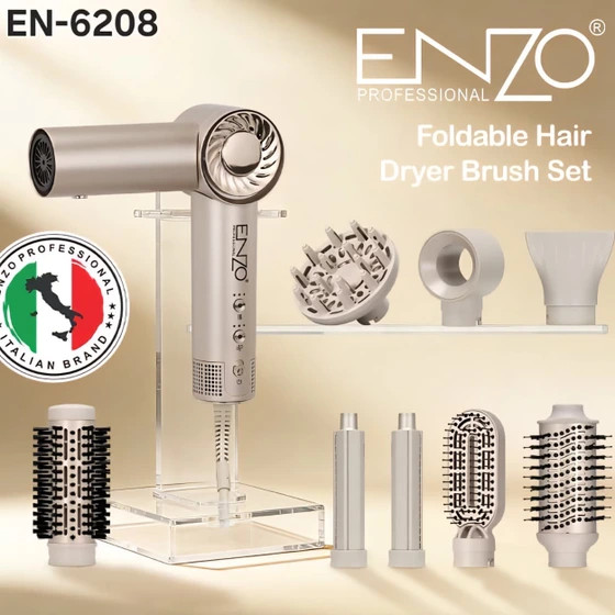 سشوار طرح دایسون انزو مدل ENZO EN-6208 هشت کاره با 8 سری | سشوار و حالتدهنده مو