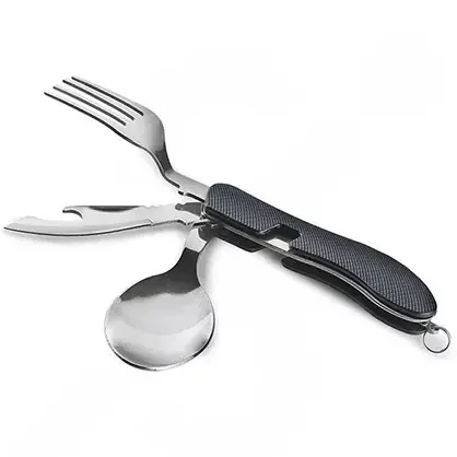 ست قاشق چنگال تاشو وارداتی مدل F22 | قاشق و چنگال سفری و کمپینگ در رنگهای مشکی و قرمز و آبی