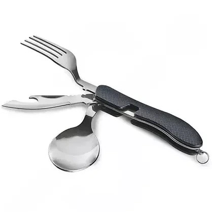 ست قاشق چنگال تاشو وارداتی مدل F22 | قاشق و چنگال سفری و کمپینگ در رنگهای مشکی و قرمز و آبی